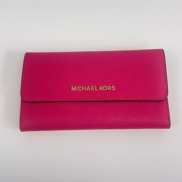 Michael Kors Trifold Wallet Electric Pink - Picture 1 of 4
